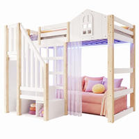 HOCHBETT 90/200 mit LED, Stauraumleiter und offenem Staufach in Weiß und Natur - Weiß/Naturfarben, Holz/Holzwerkstoff (90/200cm) - EVRYAE