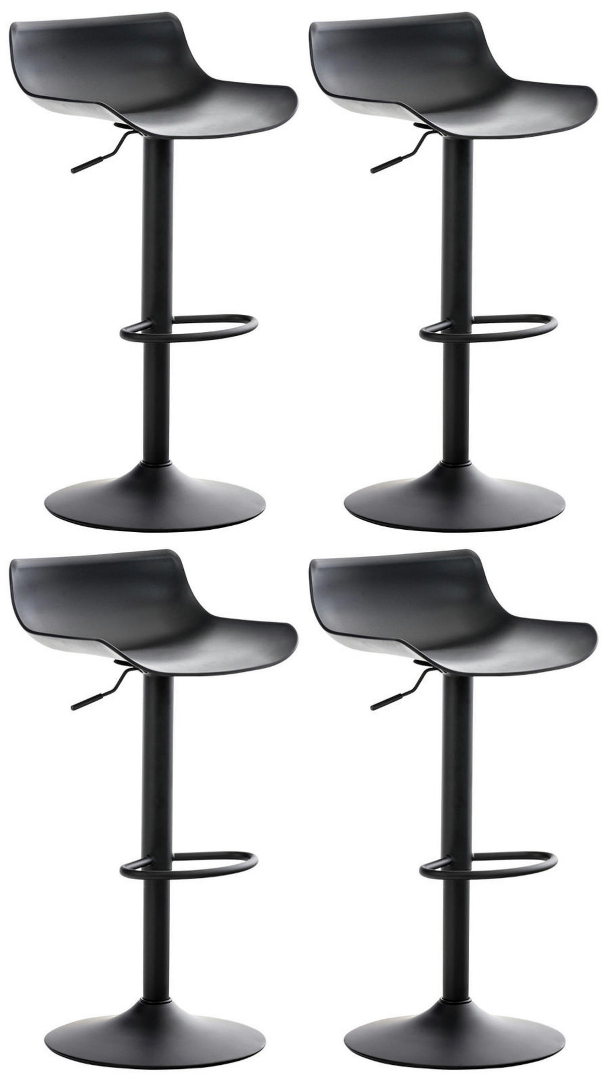 BARHOCKER 4er Set höhenverstellbar Schwarz JUTO - Kunststoff, 68,5-94x43x44cm - Schwarz, Kunststoff/Metall (43/75/44cm) - DELUKE