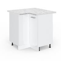 ECKUNTERSCHRANK R-Line Weiß Hochglanz 75.6 cm, AP Marmor - Weiß Hochglanz/Weiß, Holzwerkstoff (75.6/81.6/60cm) - Vicco
