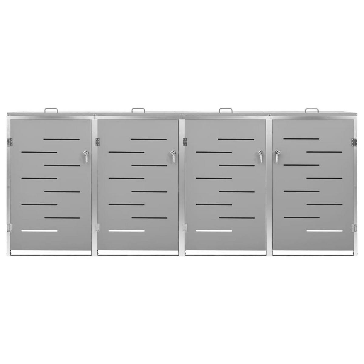 4ER Mülltonnenbox JAGU Edelstahl | Grau | 115,5x276,5x77,5cm | Für 4 Tonnen 240L - Grau, Metall (276.5/115.5/77.5cm) - DELUKE