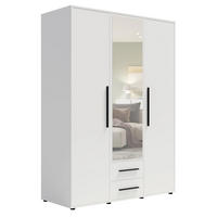 KLEIDERSCHRANK Modena 150cm mit Spiegel Weiß - Schwarz/Weiß, Holzwerkstoff/Kunststoff (150/206/59cm) - Ravio