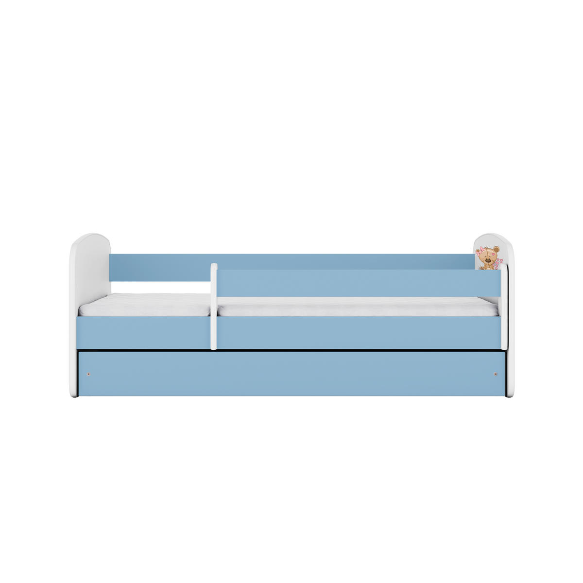 KINDERBETT Teddybärblumen mit Schublade und Matratze 180/80 - Blau, Holzwerkstoff (80/180cm) - RAUMHIRSCH FURNITURE