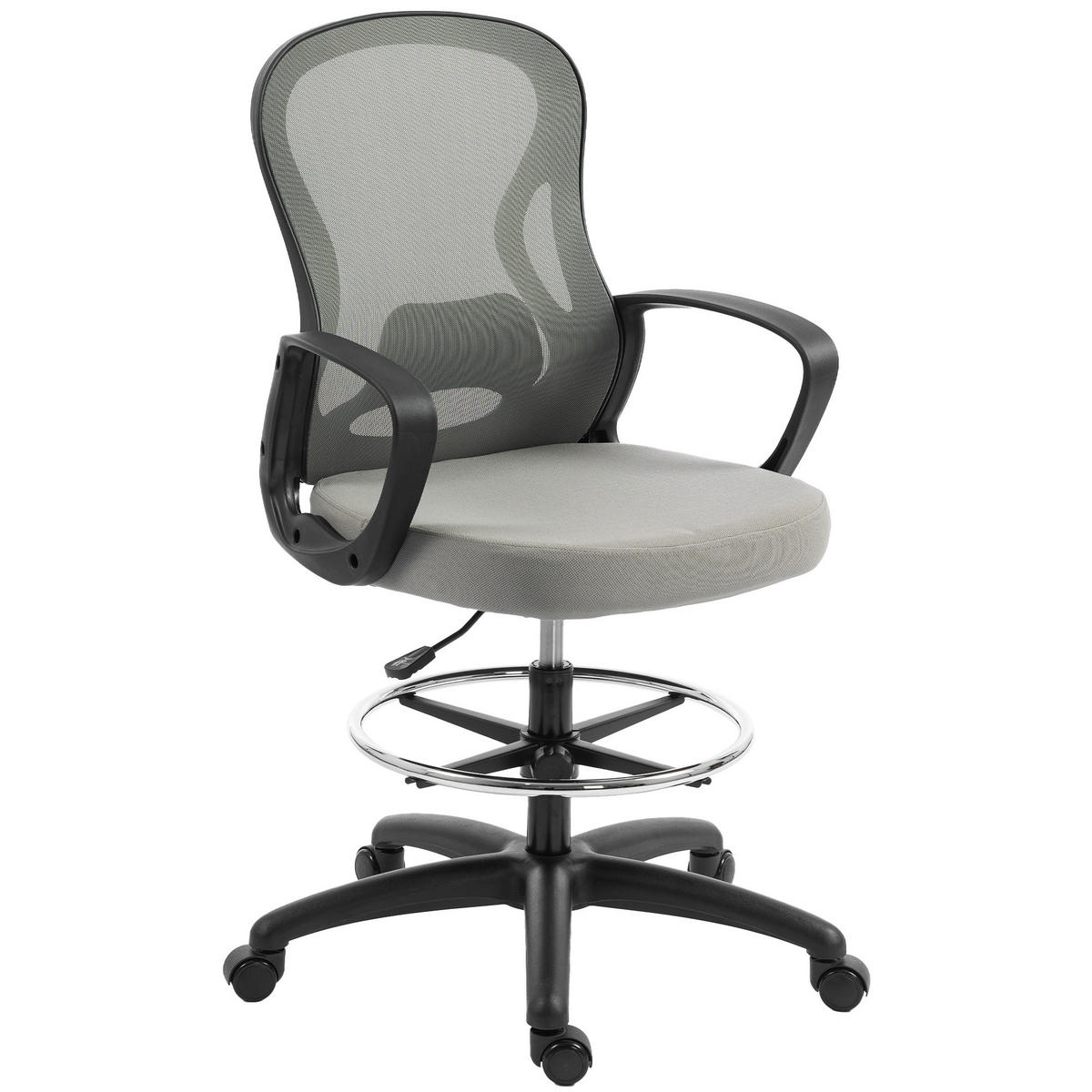 DREHSTUHL DE-11857 höhenverstellbar mit Fußring & Netz Grau - Grau, Metall (59/123/65cm) - ComfortXL