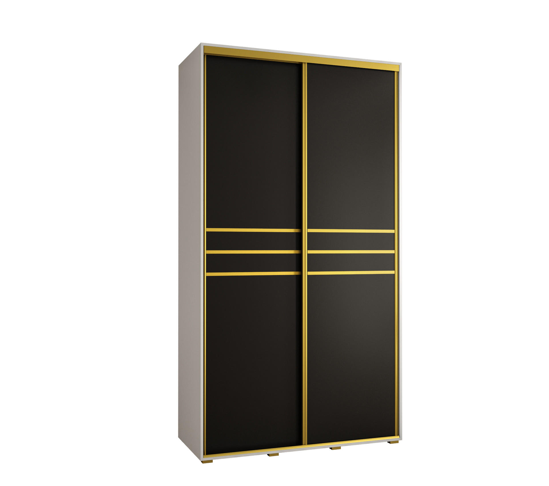 Abiks Möbel Schwebetürenschrank Weiß, Schwarz, Gold 140x235x45 cm