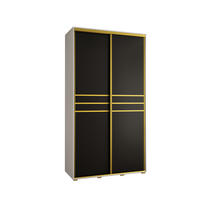SCHWEBETÜRENSCHRANK 235,2/140/45 2-türig - Goldfarben/Schwarz, Holz/Metall (140/235/45cm) - Abiks Möbel
