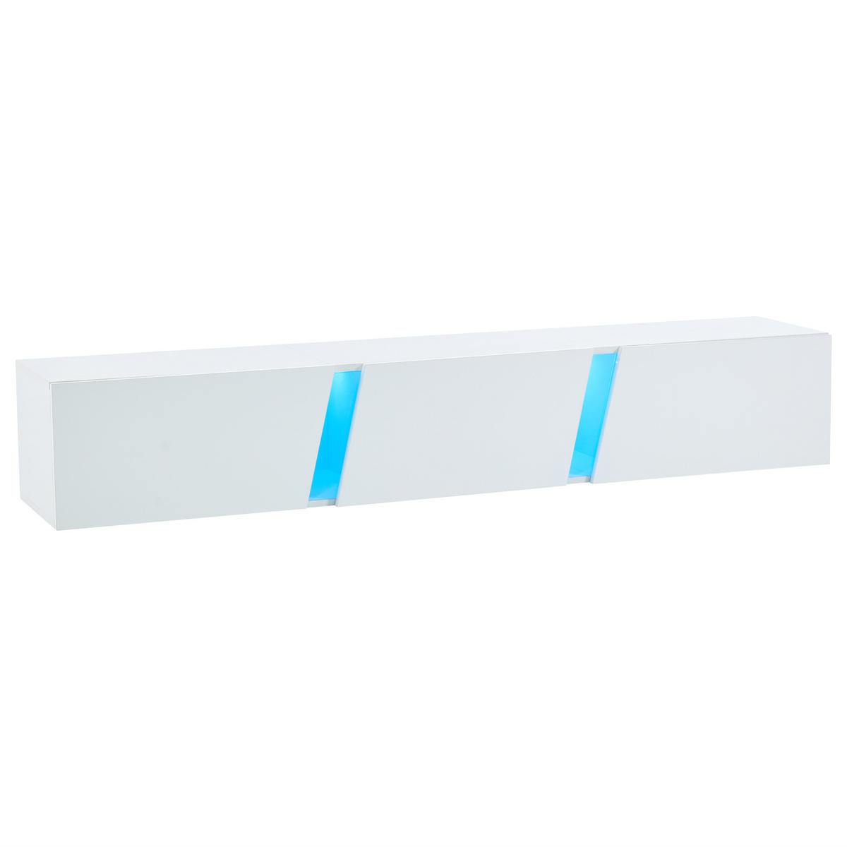 TV-ELEMENT180X35X30CM Wandmontierter Lowboard Hängend Weiß Hochglanz LED - Weiß, Holz (43.82/17.15/132.08cm) - Raelunyi