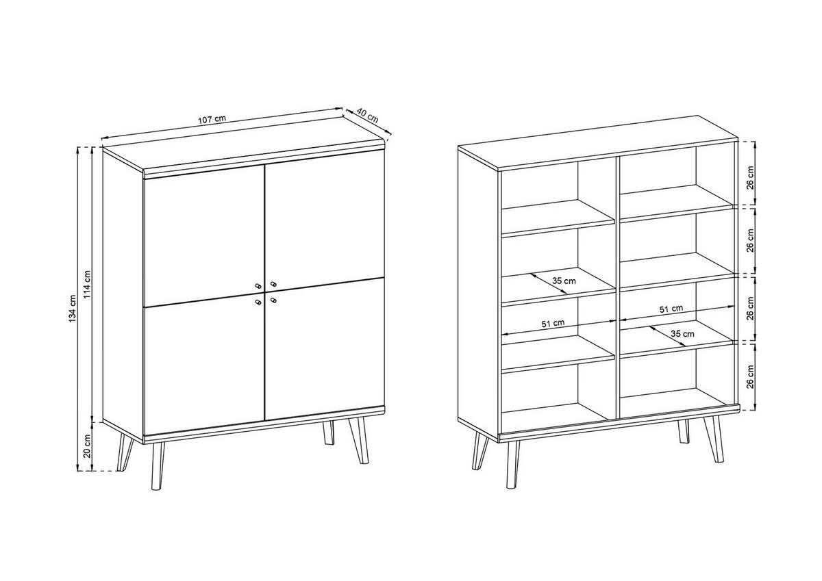WOHNZIMMER Set 4-tlg. – Primo – Weiß / Sonoma Eiche - Weiß, Holzwerkstoff (107/83/40cm) - hi-markt