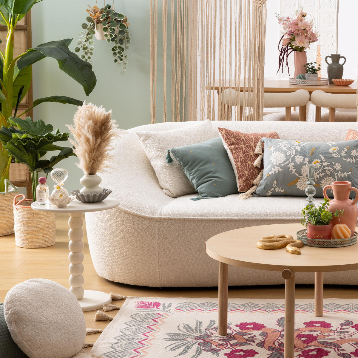 COUCHTISCH mit dekorativem Bein Alix Beige 38/38/50 cm - Weiß, Holzwerkstoff (38/38/50cm) - Atmosphera Createur d´interieur