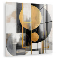 ACRYLGLASBILD Abstrakt - Gold - Silber - Formen - Ästhetisch - Modern 50x50 cm - Goldfarben, Glas (50/50cm) - MuchoWow