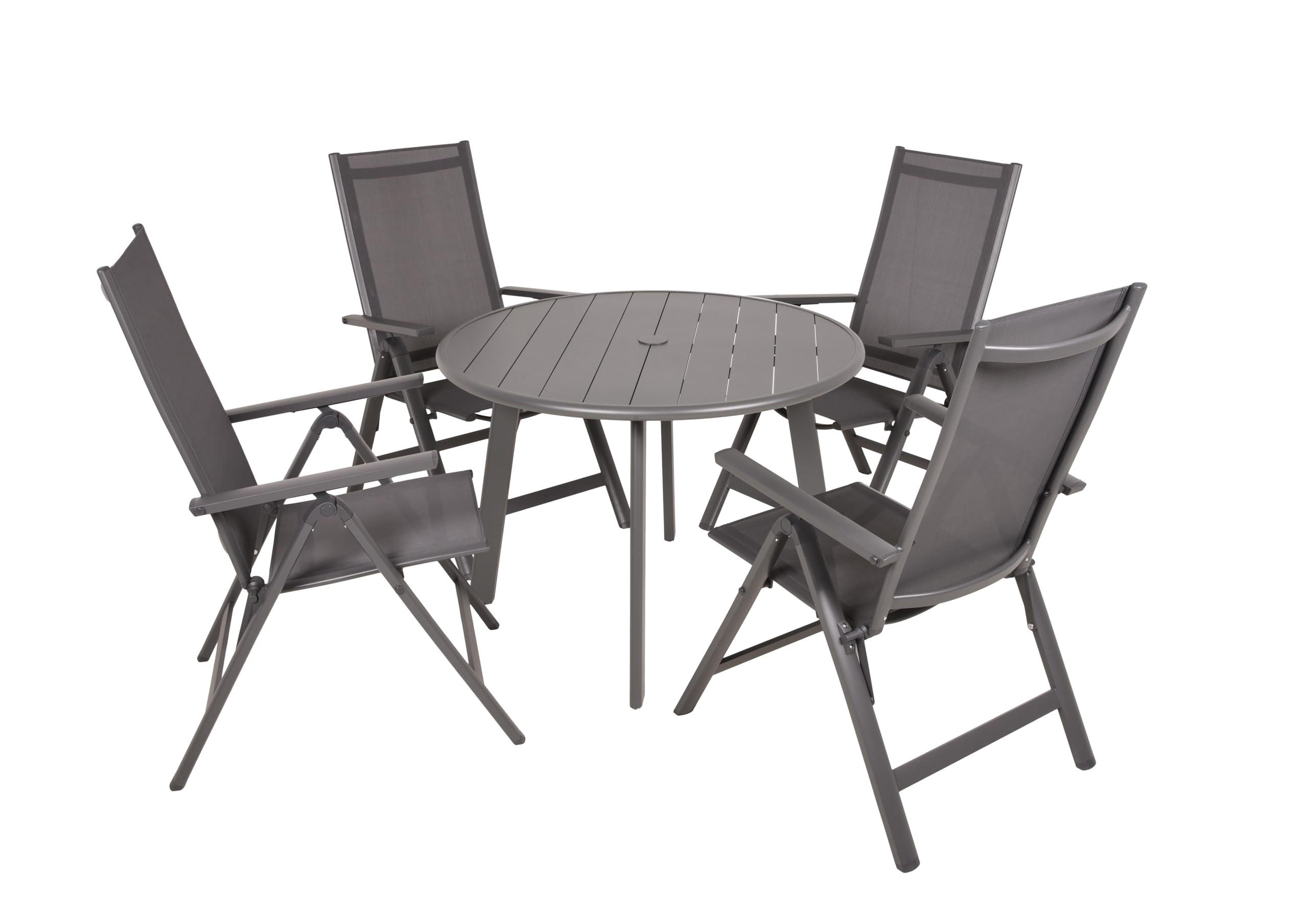 GARTEN-SITZGRUPPE Ute 5-teilig Gartenmöbel-Set - Anthrazit, Kunststoff - DELUKE