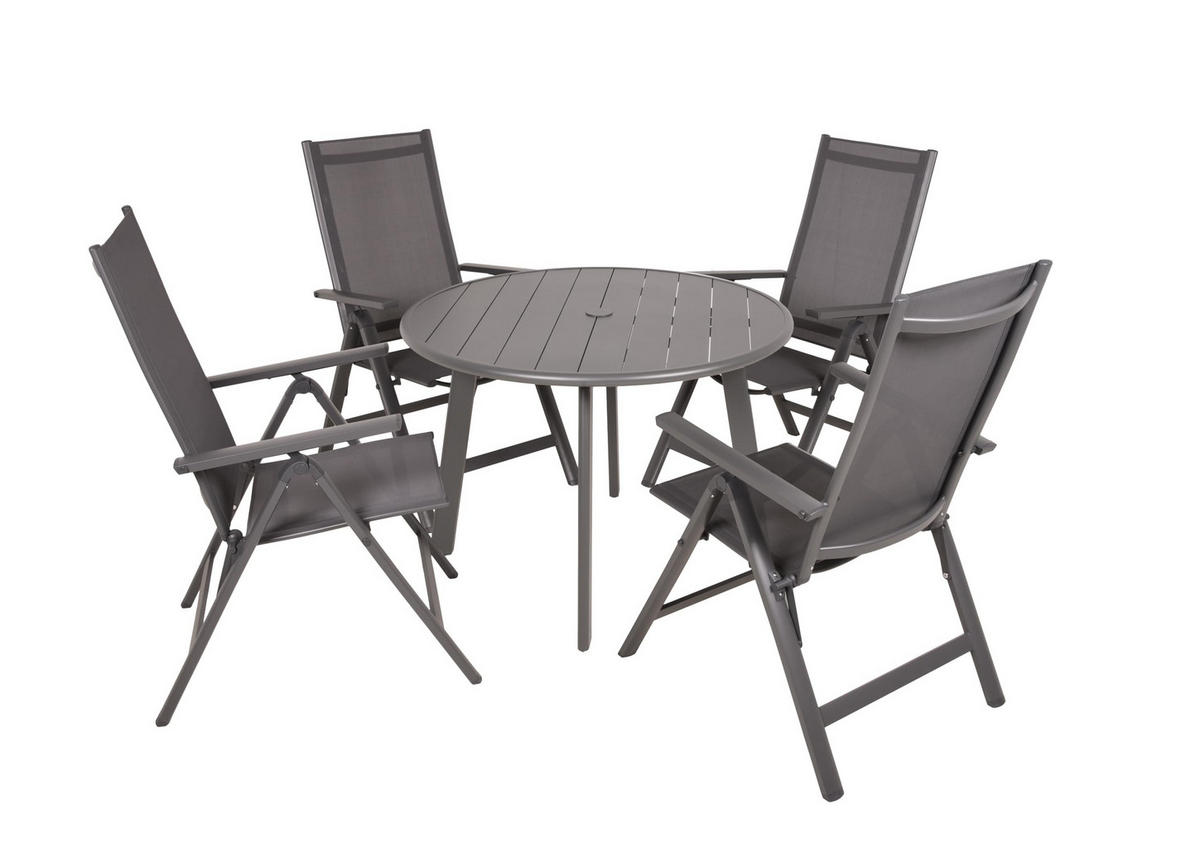 GARTEN-SITZGRUPPE Ute 5-teilig Gartenmöbel-Set - Anthrazit, Kunststoff - DELUKE