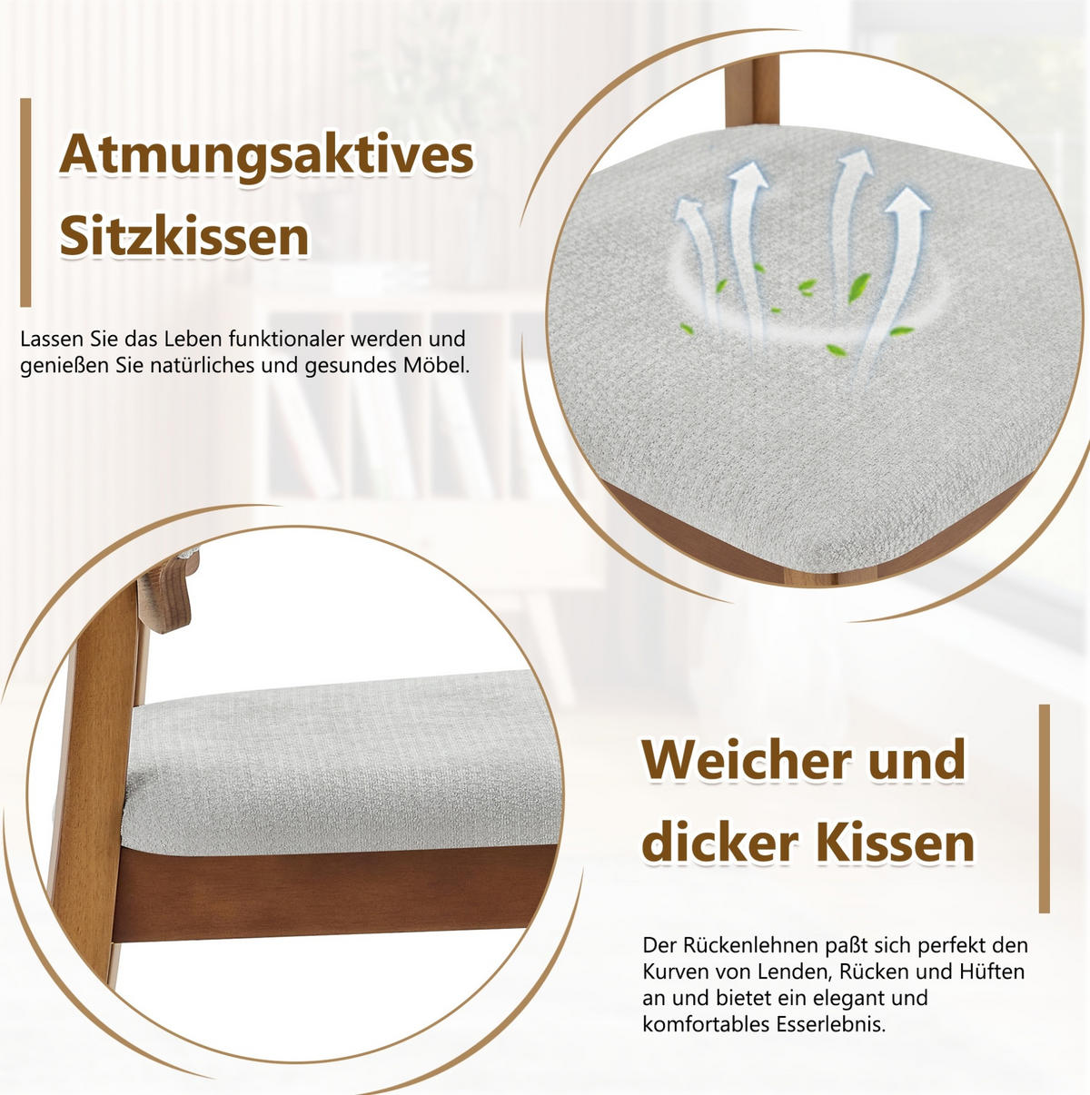 ESSZIMMERSTUHL 2er-Set Schmetterlingslehne Grau Holz - Grau, Holz (43/87.5/51cm) - Meubliv