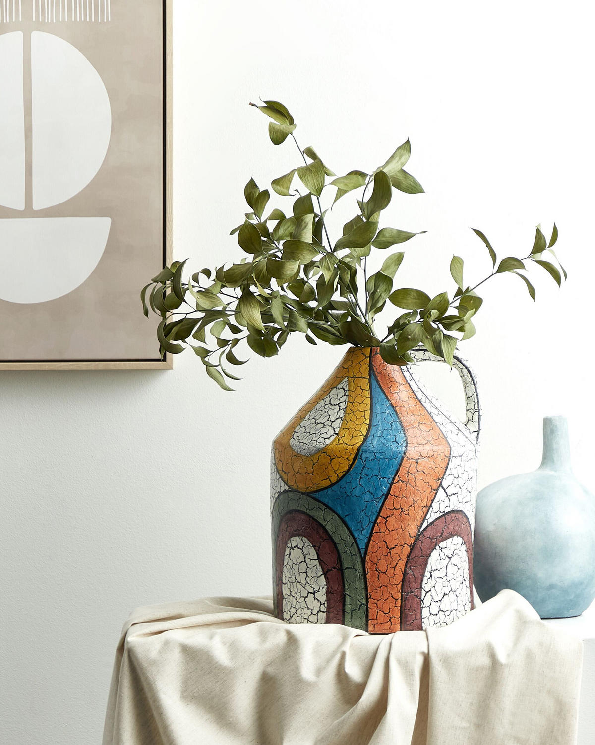 DEKOVASE Terrakotta bunt Putrajaya - Multicolor, Stein (38cm) - Beliani