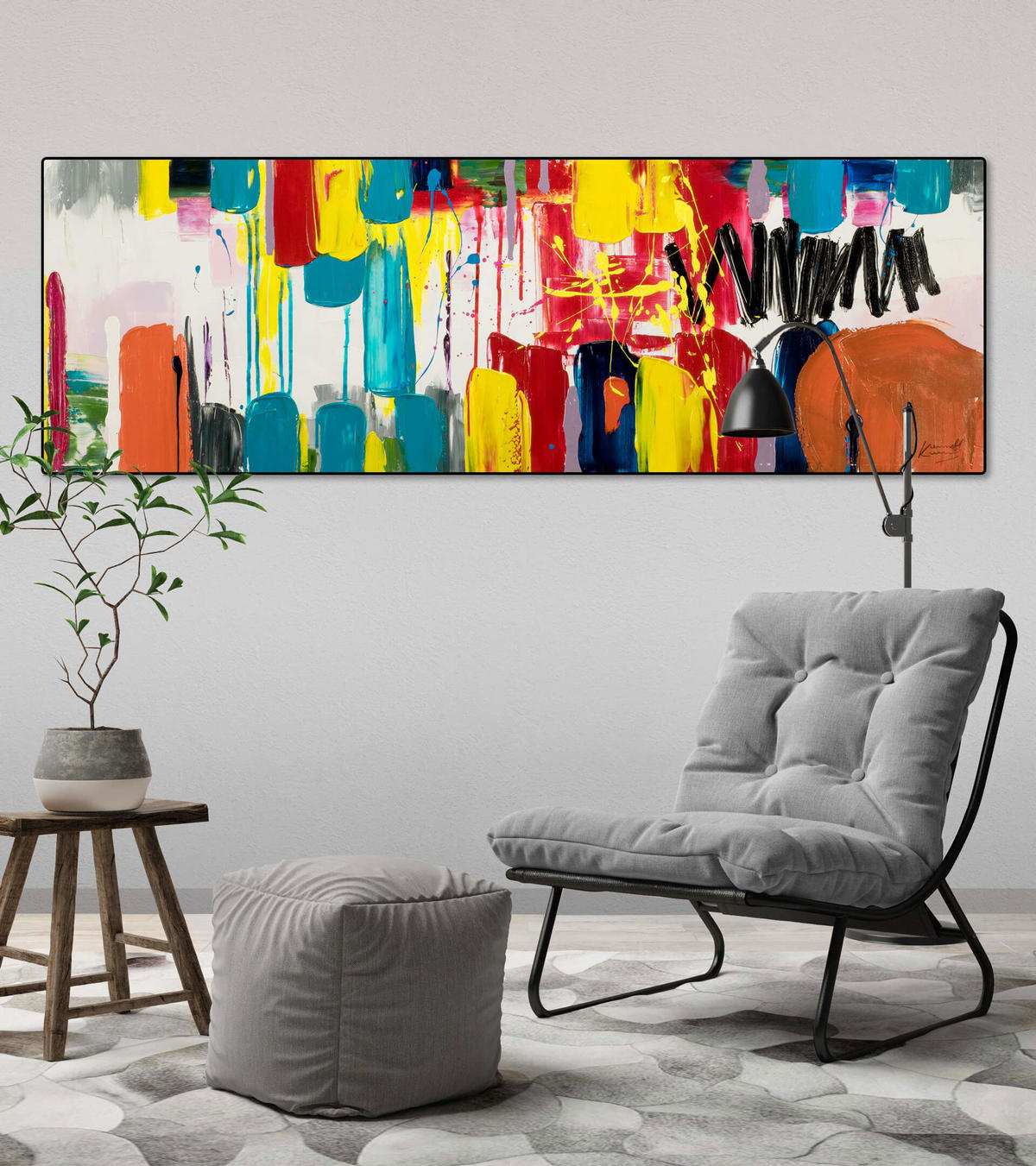 ACRYLBILD HANDGEMALT 150/50 cm - Weiß, Holz/Textil (150/50cm) - KUNSTLOFT