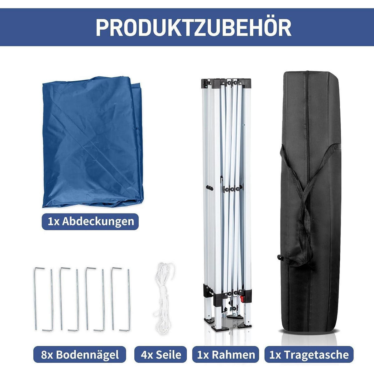 FALTPAVILLON 3x3m Pop-up Stahlrahmen Blau UV-Schutz 50+ - Blau, Textil (300/268/300cm)