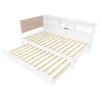 AUSZIEHBETT 90/200 cm DE-04479, mit LED, USB und 3 Regalen in Weiß - Weiß, Holz/Holzwerkstoff (90/200cm) - ComfortXL
