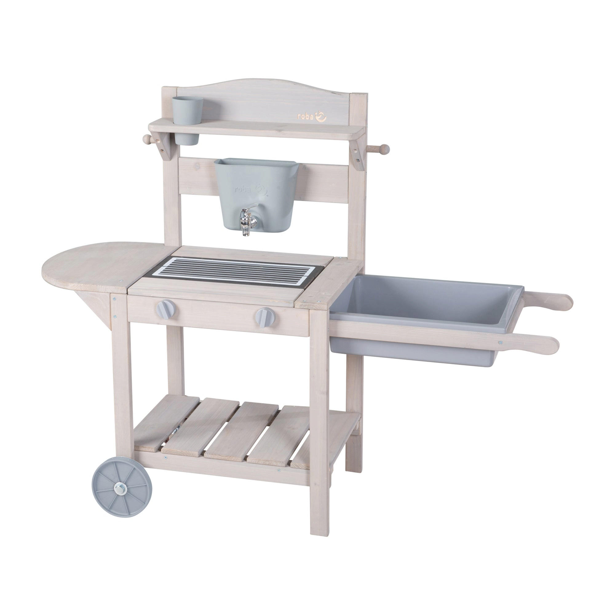 MOBILE SPIEL- UND MATSCHKÜCHE BBQ grau - Grau, Holz (114/37cm) - Roba