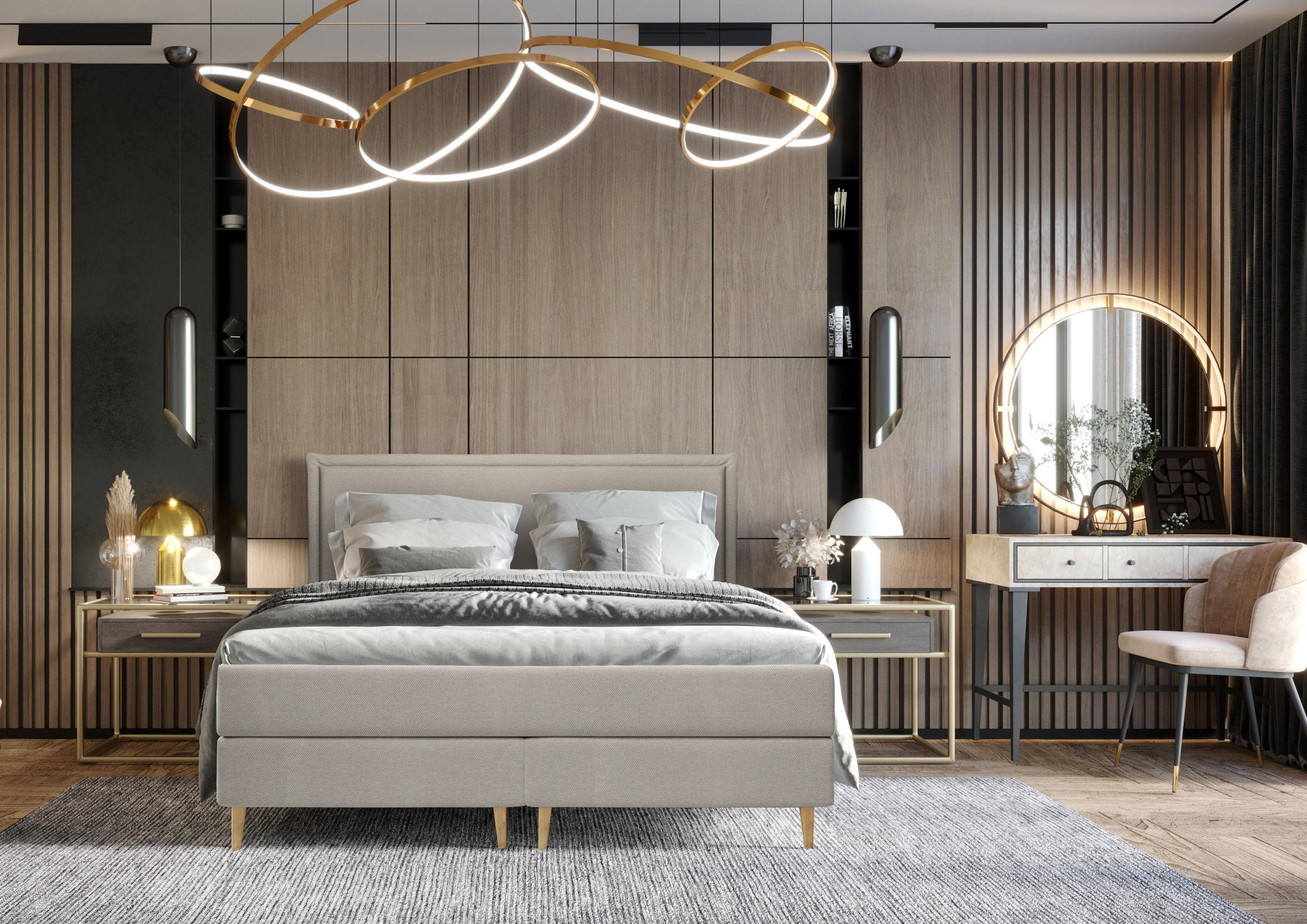 KONTINENTALBETT Calma Beige 120/200 cm mit Bonellmatratze - Beige/Naturfarben, Holz/Holzwerkstoff (120/200cm) - Maison de Reve