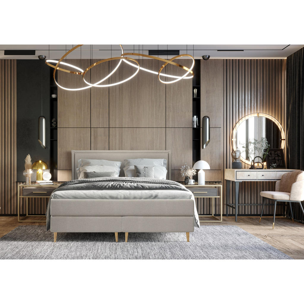 Thumbnail - Maison de Reve Kontinentalbett, Beige, Textil, Buche, Kiefer, H2, Höhe ca. 20 cm, 200x200 cm, Oeko-Tex® Standard 100, FS...