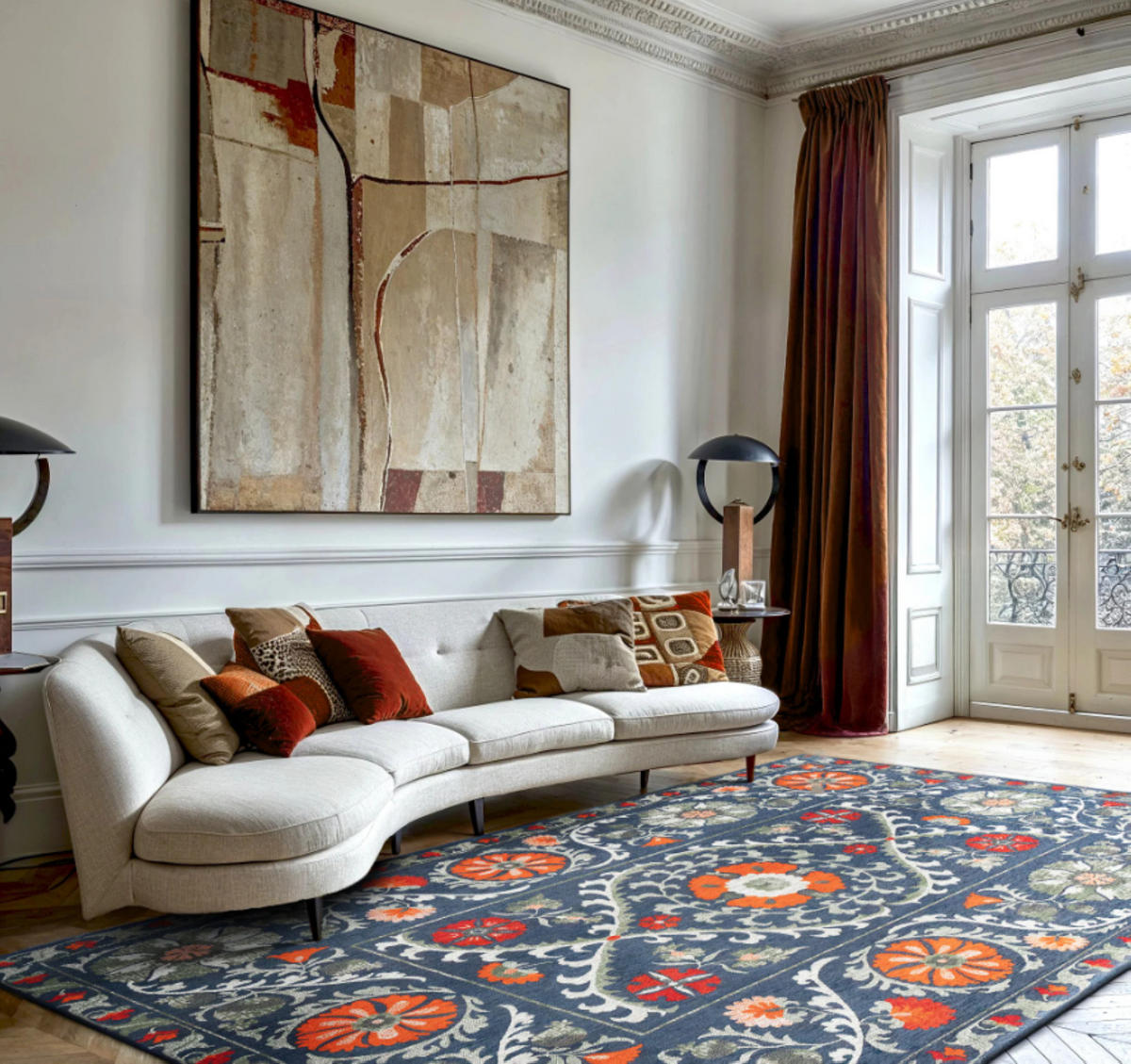 TEPPICH Flachgewebe Orient TABRY Blau 240 x 340 cm - Blau, Textil (240/340cm) - Novatrend