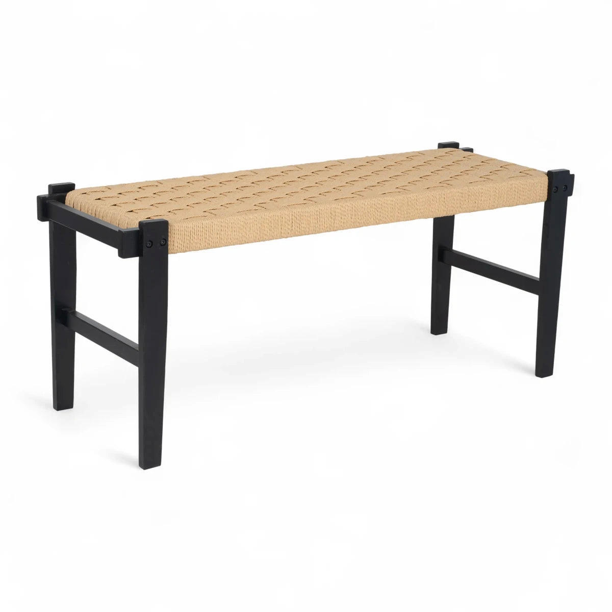 SITZBANK 110/38/47 cm Rattan / Eiche Schwarz - Beige/Schwarz, Holz/Papier (110/47/38cm) - Furnhouse