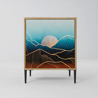 SIDEBOARD LUNAR SECRETS, Eichefarben, 57,5x42x72,5 cm, Schwarze Metallfüße - Eichefarben/Multicolor, Holzwerkstoff/Metall (57.5/72.5/42cm) - SpaceRebels