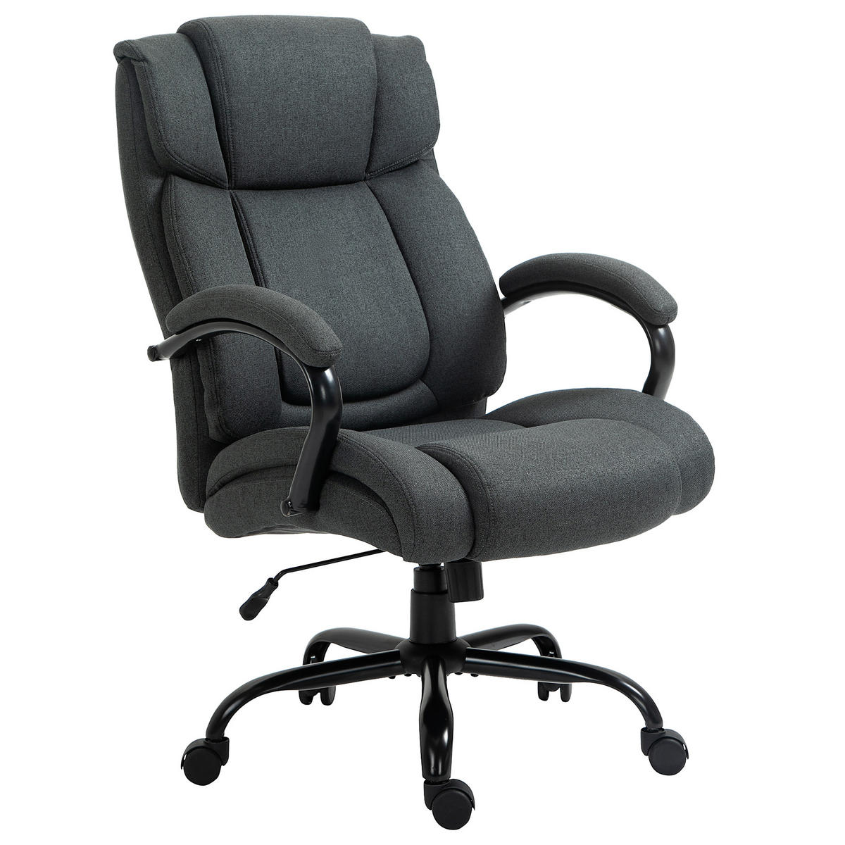 BÜROSTUHL DE-05187 Extra breiter Sitz, Armlehnen & Wippfunktion Grau - Dunkelgrau, Metall (72.5/118/80cm) - ComfortXL