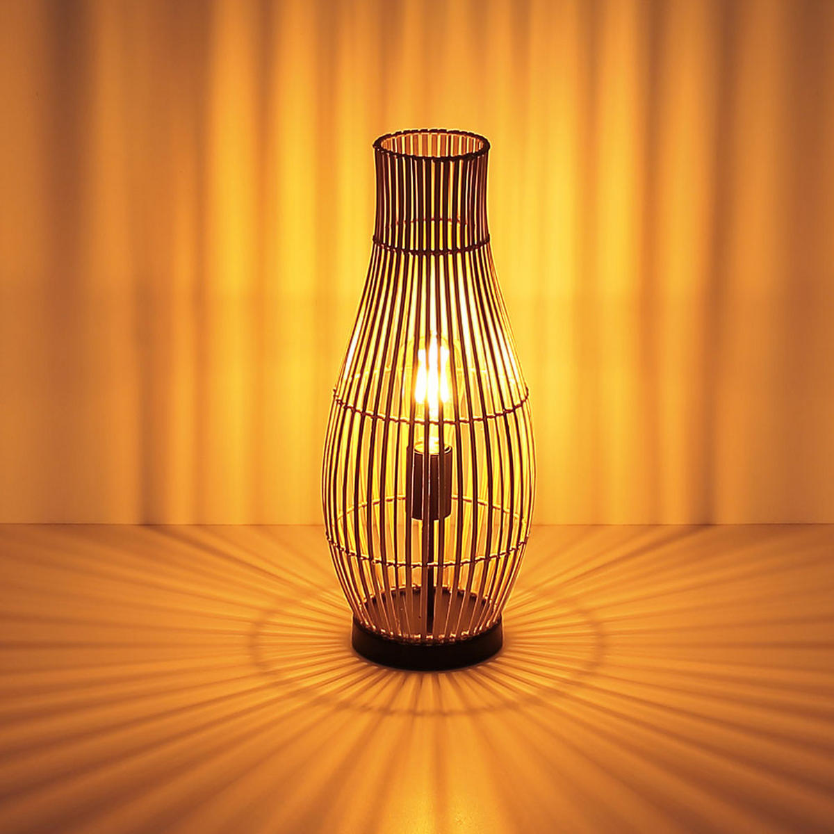 LED STEHLEUCHTE Bambus Braun - Braun, Holz (19.5/19.5/47.5cm) - Globo Lighting