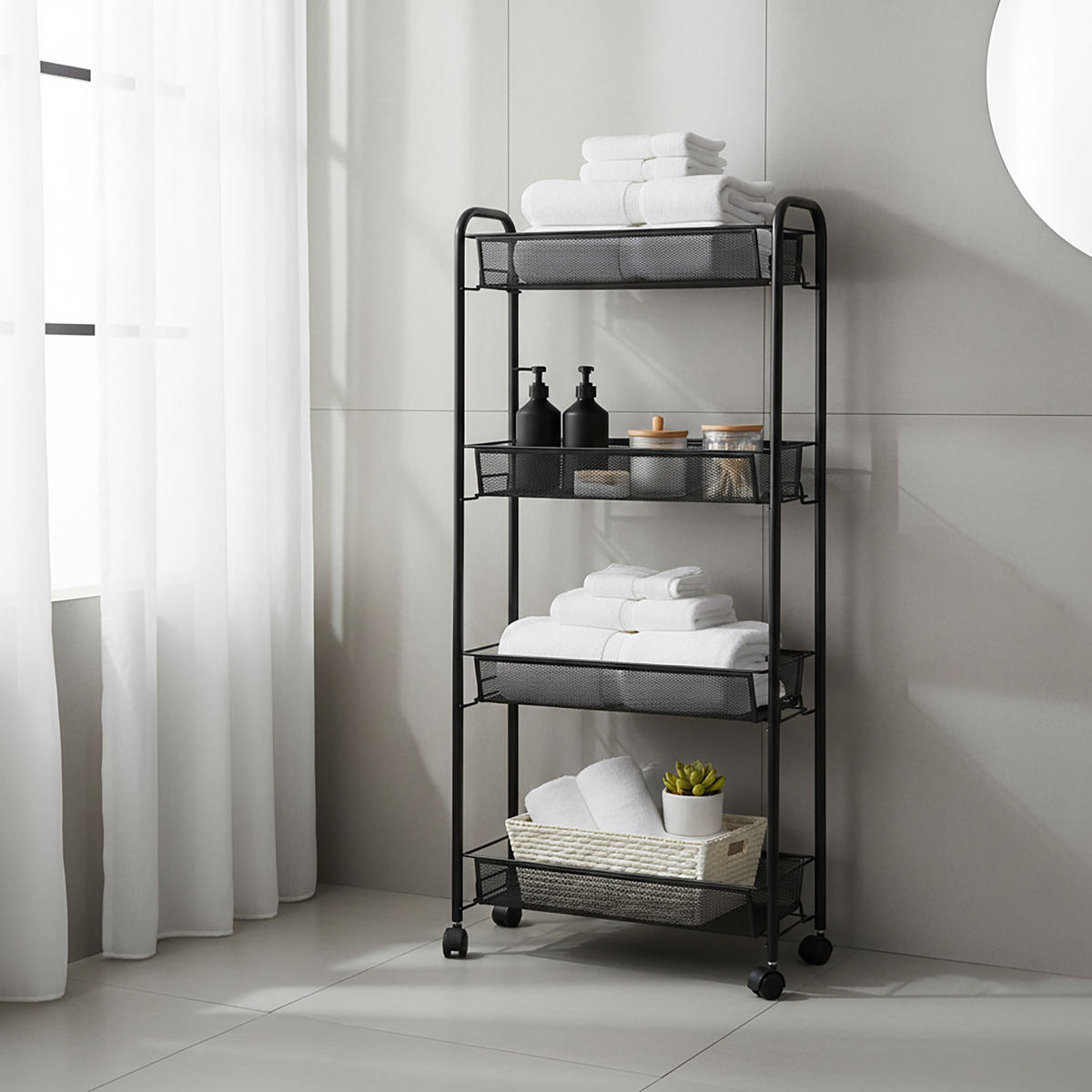 VOZEK - črna, kovina/umetna masa (44/97.5/17cm) - Relaxdays