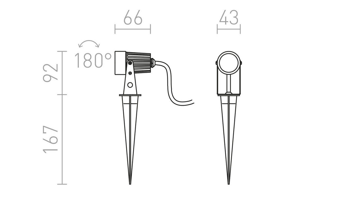 AUSSENLEUCHTE GUN Schwarz 3 W IP65 - Schwarz, Metall (43/43/85cm) - Rendl