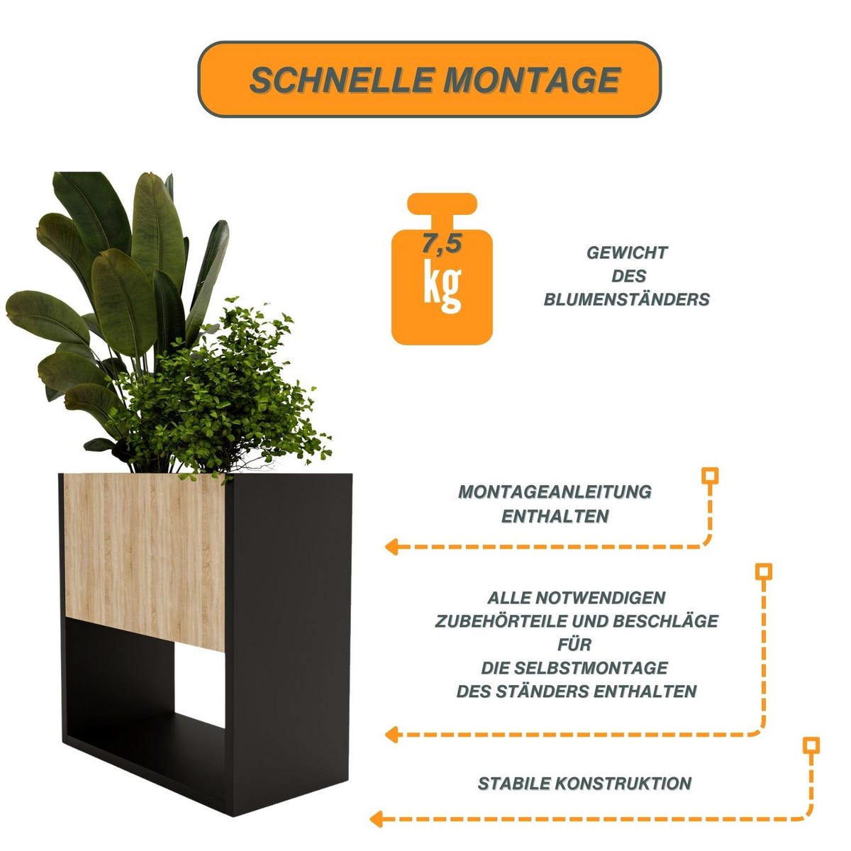 BLUMENKASTEN - Sonoma Eiche, Holzwerkstoff (46195/45/44cm) - RAUMHIRSCH FURNITURE