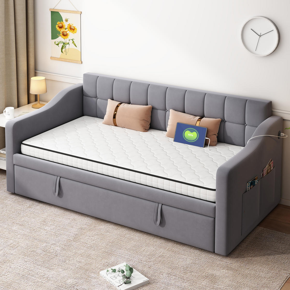 BOXSPRINGMATRATZE 90/190 cm Weiß, Dicke: 10 cm, Härtegrad: H3 - Weiß, Textil (90/190cm) - Oxeza