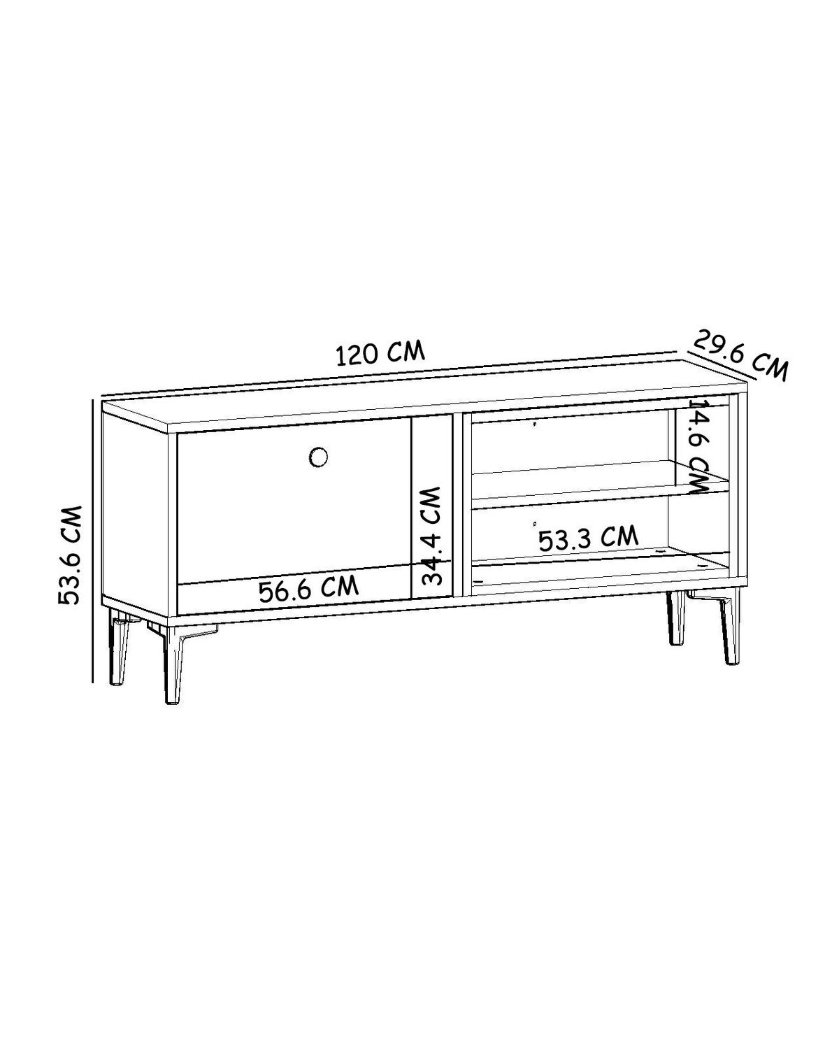 TV-LOWBOARD Alto Safir Schwarz Holzoptik 9642 - Beige/Schwarz, Holzwerkstoff/Metall (120/53.6/29.6cm) - moebel17