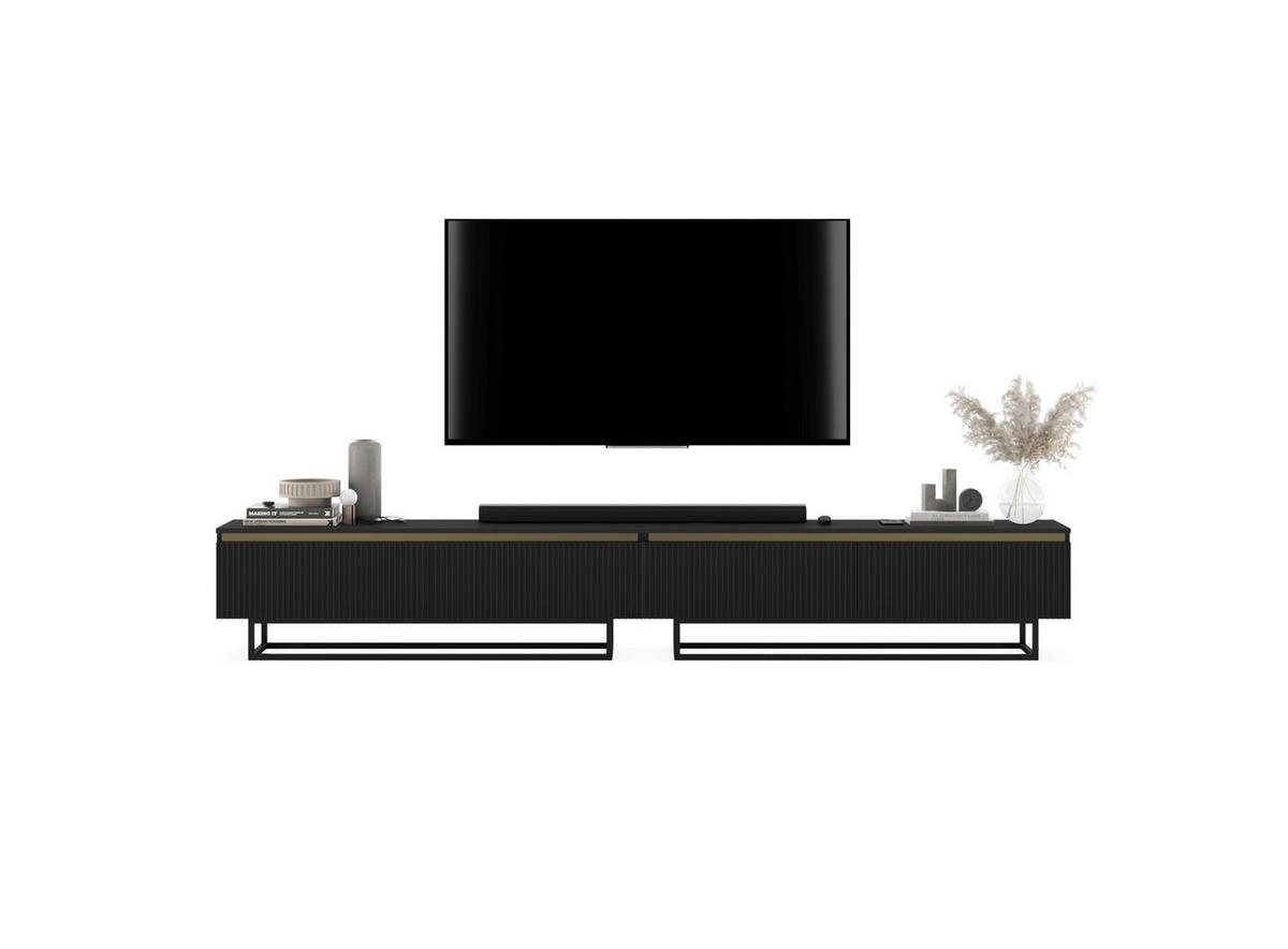 TV-LOWBOARD 2-er Set Selene Schwarz Matt mit Metallrahmen 140 cm - Schwarz, Holzwerkstoff/Metall (280/44/35cm) - Meble Lindner