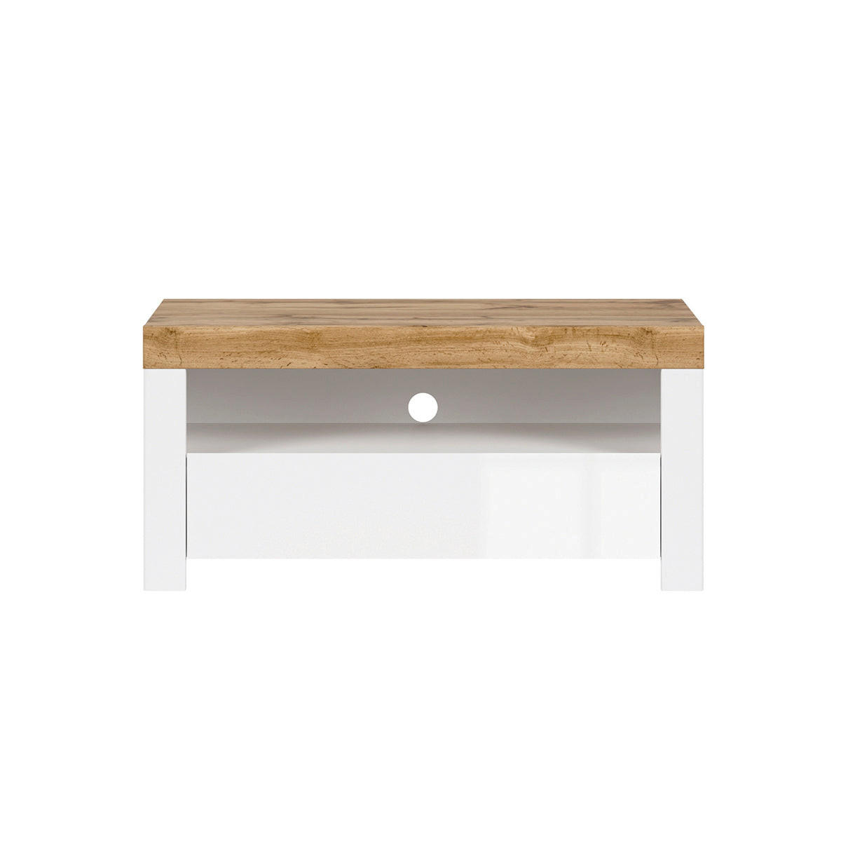 TV-MÖBEL Hella Weiß und Holz - Weiß, Holzwerkstoff (106/50/42cm) - Petits-meubles