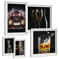 BILDER SET 5er Set - 50x50 cm & 20x30 cm & 40x60 cm Weißer Rahmen - Frauenbeine Rosenwagen Wein - Weiß, Kunststoff (40/60cm) - TULUP