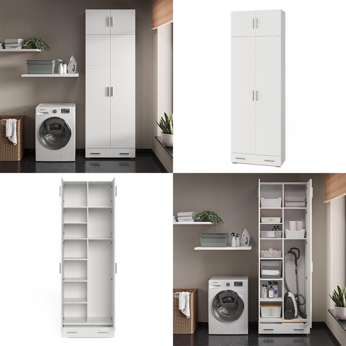 AKTENSCHRANK Ingo Weiß 80 x 182.4 cm mit Schrankaufsatz und Schublade - Weiß, Holzwerkstoff (80/182.4/37cm) - Vicco