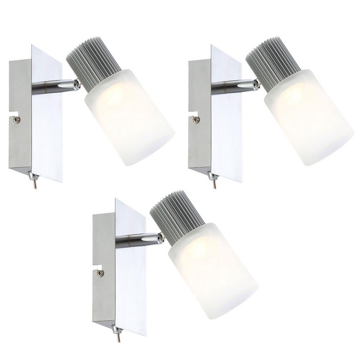 LED WANDLEUCHTE Lister Alabaster Optik Chrom 2er Set - Weiß, Metall (8/13/15.5cm) - Globo Lighting