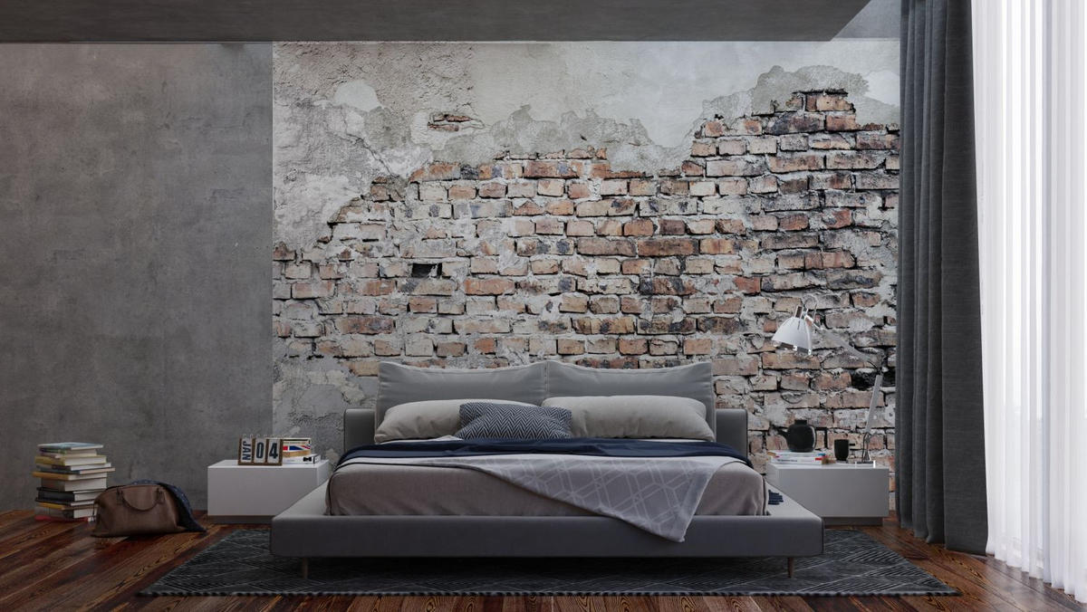 FOTOTAPETE Stein-Optik 375 x 270 cm - Grau, Papier (375/270cm) - Sanders & Sanders