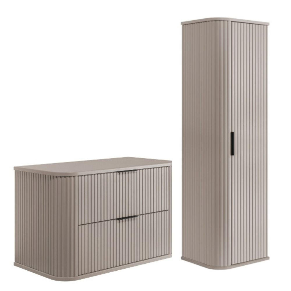 BADMÖBEL-SET 2-tlg Kaschmir matt 80/51/41 cm und 35/139/31 cm - Kaschmir, Holzwerkstoff (80.4/51/41.5cm) - Rodan