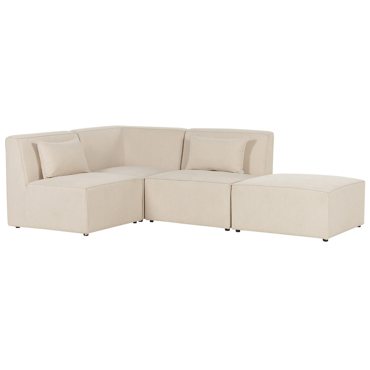 3-SITZER-ECKSOFA Cord hellbeige linksseitig mit Ottomane Lemvig - Beige, Textil (250/163cm) - Beliani
