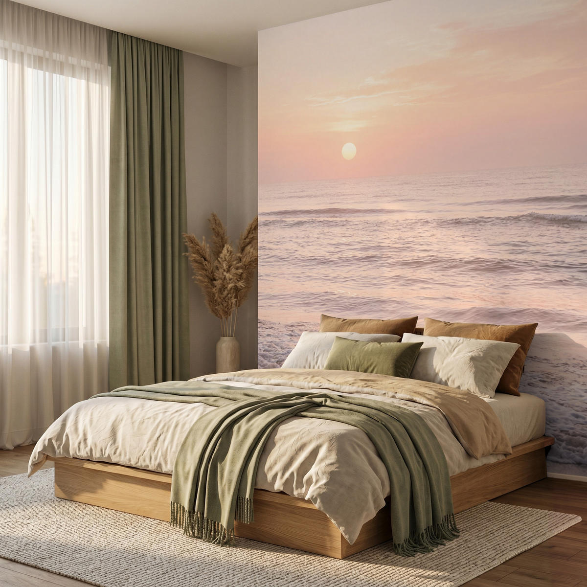 TAPETE - Sonne - Strand - Rosa - 240x280 cm - Hellrosa, Papier (240/280cm) - OnlyWow