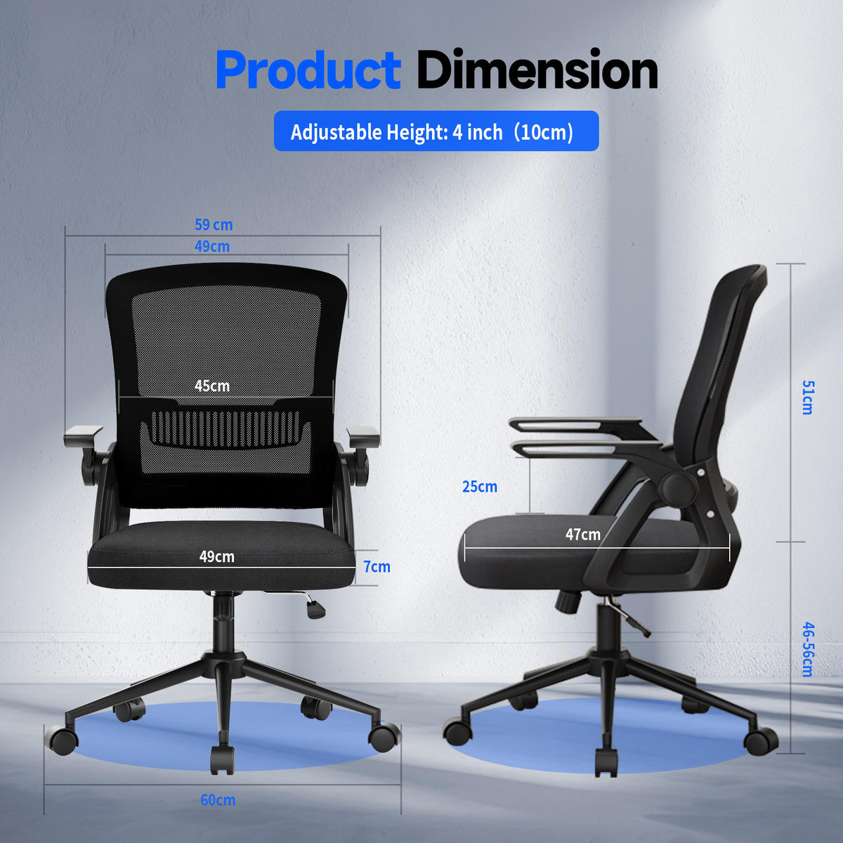 BÜROSTUHL Schwarz ergonomisch mit atmungsaktiver Rückenlehne - Schwarz, Metall (22.5/53/54.2cm) - Rattrix