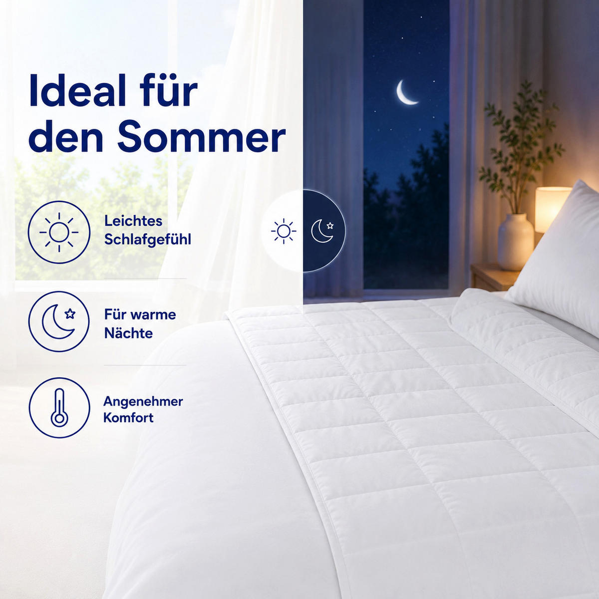 SOMMERBETTDECKE 155x220 cm – leichte Bettdecke mit kühlender Füllung & atmungsaktivem Mikrofaserbezug - Weiß, Textil (155/220cm) - Mister Sandman