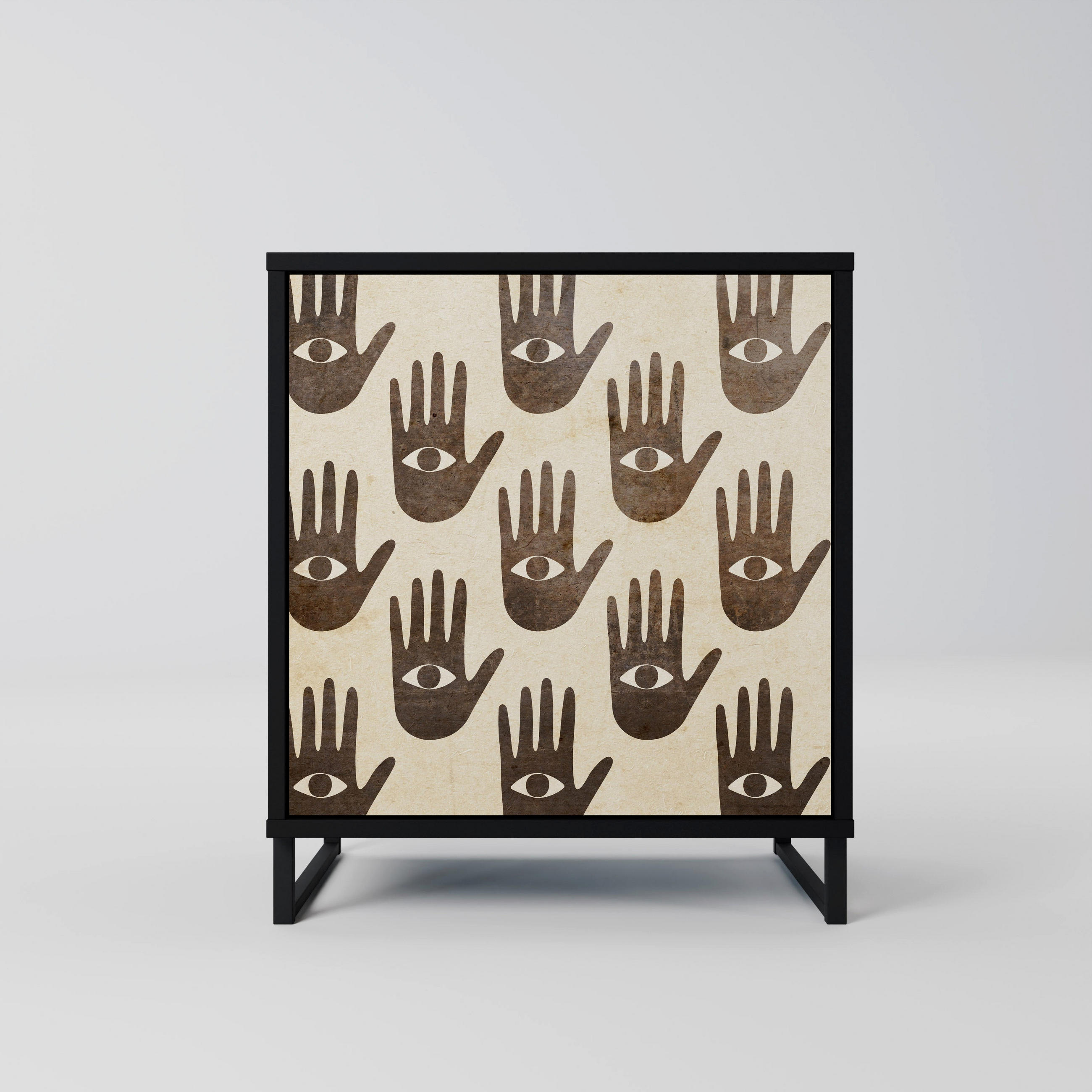 SIDEBOARD SEE MORE, Schwarz, 57,5x42x67,5 cm, Schwarze Metall-Rahmenfüße - Multicolor/Schwarz, Holzwerkstoff/Metall (57.5/67.5/42cm) - SpaceRebels