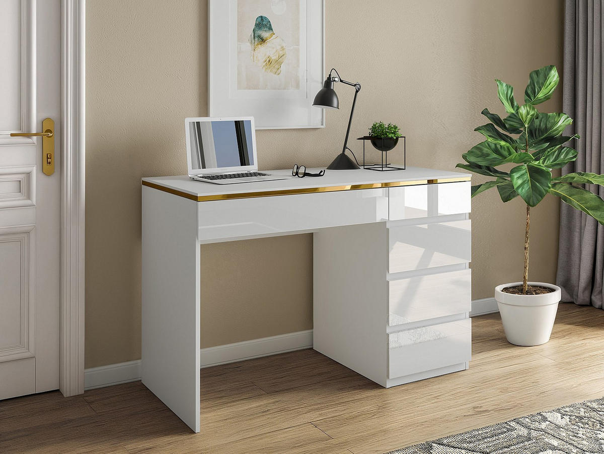 SCHREIBTISCH - 119 cm x 55 cm - Holz, Platte - Weiß - VUKIA - Weiß, Holz (55/119/79.1cm) - Vente-Unique