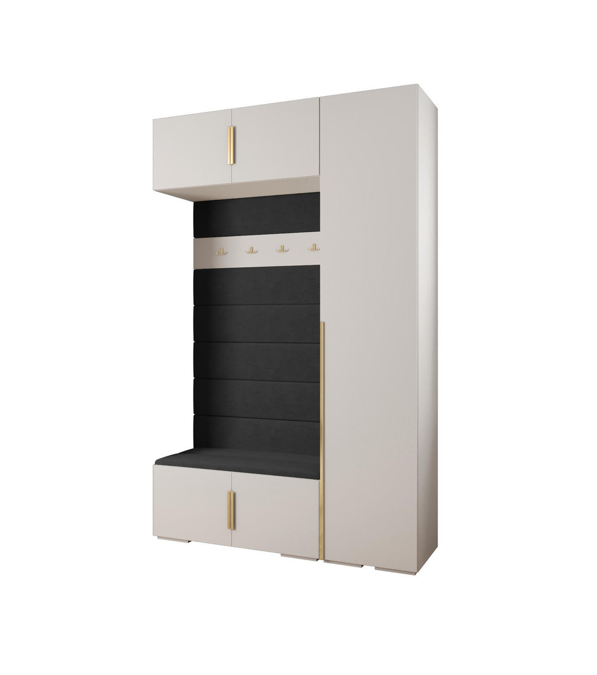 GARDEROBEN-SET 236,7/150/47 - Goldfarben/Schwarz, Holz/Kunststoff (150/236.7/47cm) - Abiks Möbel
