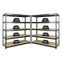 SCHWERLASTREGAL Bison 2er-Set mit 2x 200x180x60 cm 5 Fachböden Fachlast 600 kg Schwarz - Schwarz, Metall (360/200/60cm) - PROREGAL