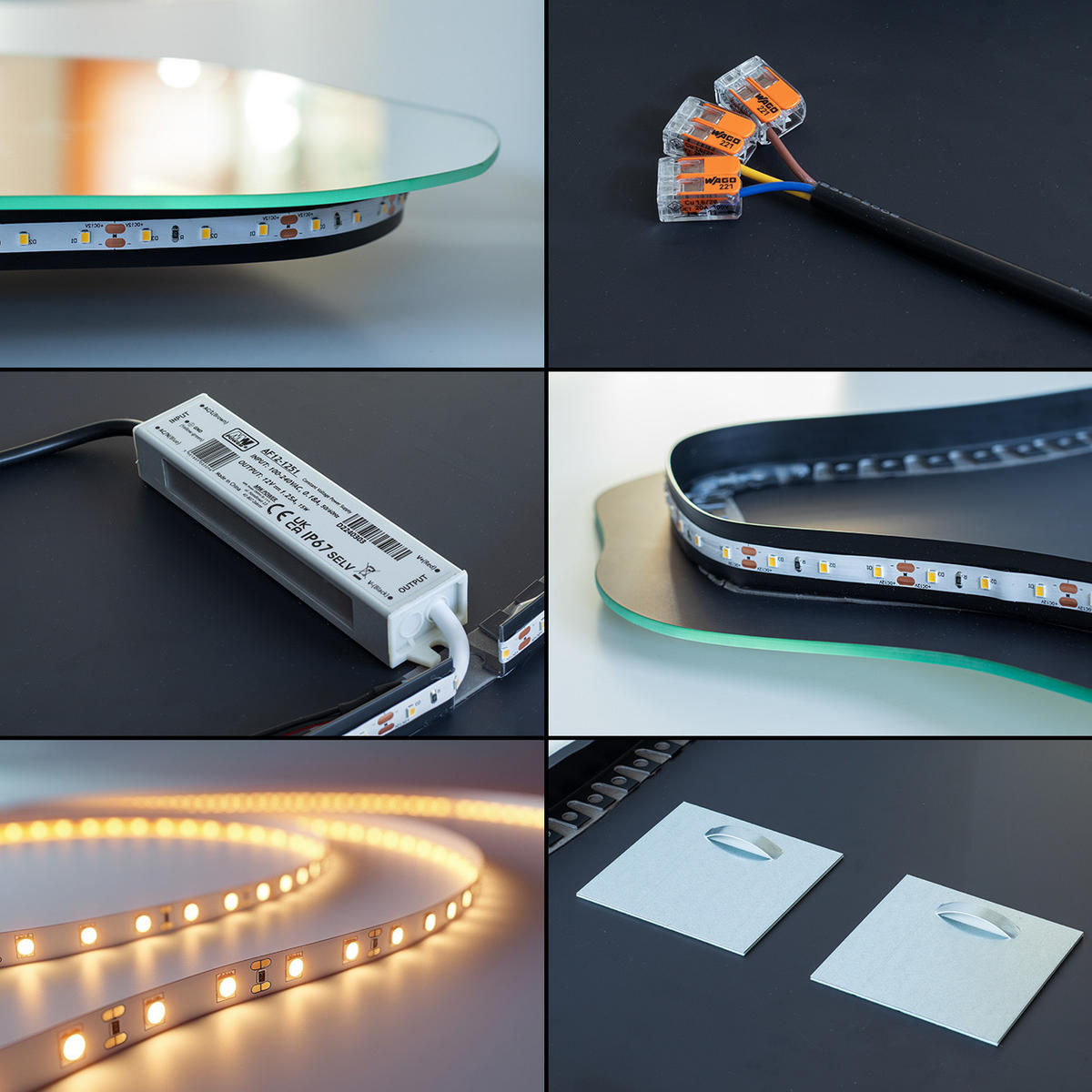 LED SPIEGEL 100 x 65 cm Unregelmäßige Form Warmweiß 3000K - Transparent, Glas (100/65/0.4cm) - TULUP