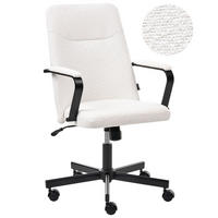 BÜROSTUHL Bouclé Weiß Caroga - Weiß, Textil (62/90/62cm) - Beliani